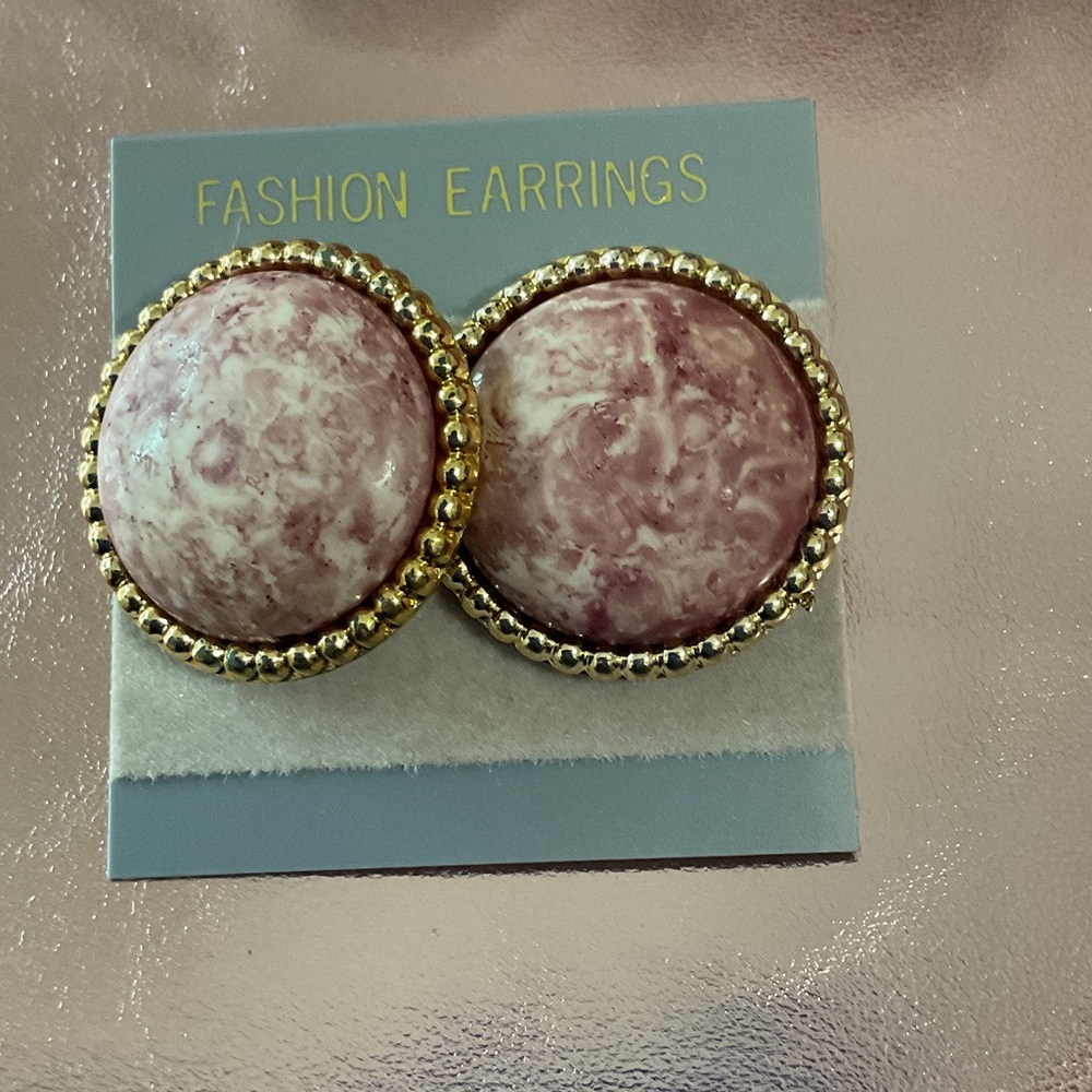 Gold and Pink Fashion Post Earrings